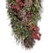 28" Unlit Glittered Boxwood, Pine Cones & Red Berry Teardrop Swag